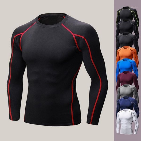 

quick dry men running t shirt long sleeve fitness for male bodybuliding compression shirts slimming sports tight fit1, White;black