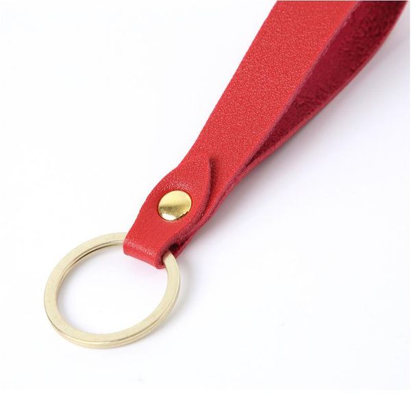 

trendy sharp corner pu leather brass keychain pu brass wallet key chain simple circle waist car leather keychains k jllyvo