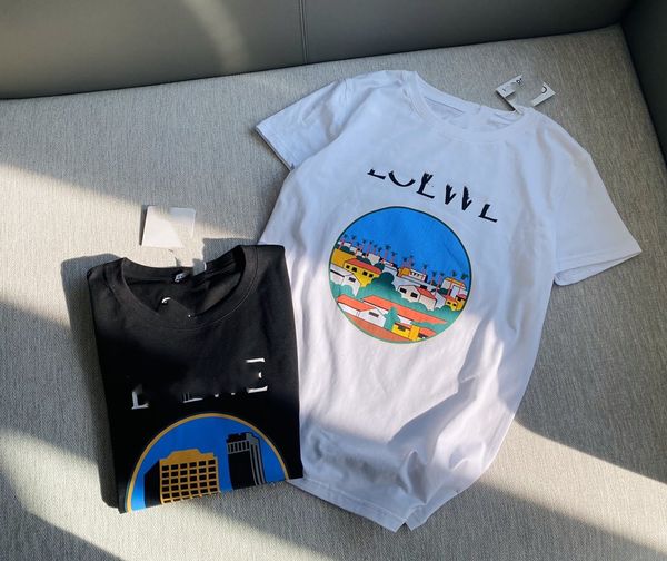 

2021 women's tshirt mens short sleeve tee lõèwè castles print, White