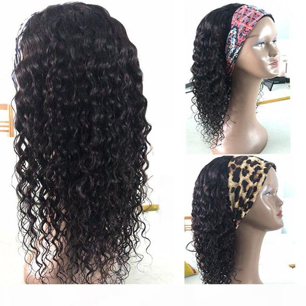 

заголовье парика вьющиеся волосы для волос человеческих волос 150% плотность вьющиеся волосы парики волос с повязкой к простым в установке, Black;brown