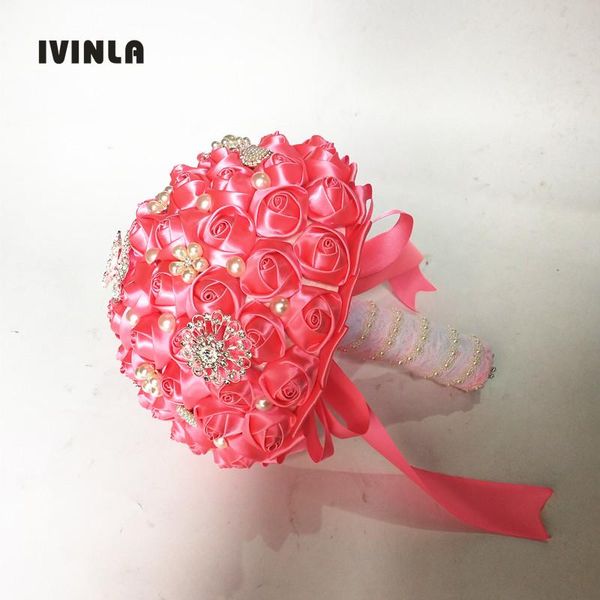 

decorative flowers & wreaths est arrived rose red artificial wedding bouquets crystal bridemaid for decoration