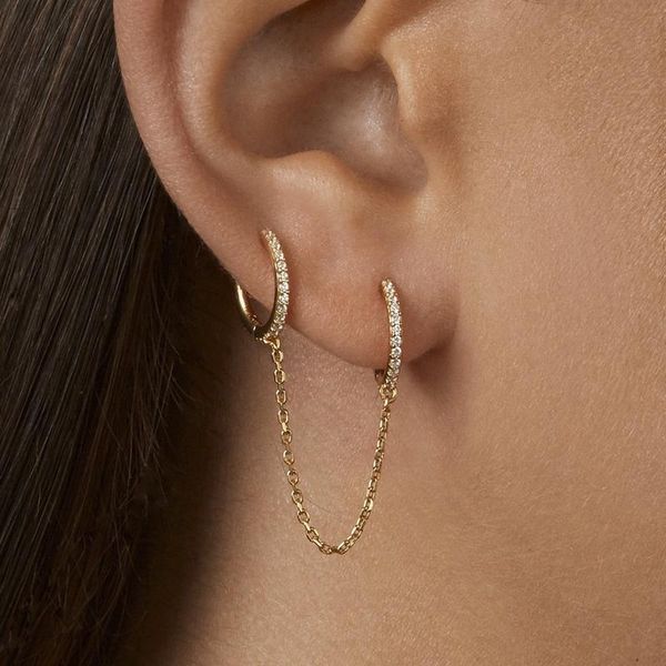 

new fashion circle ear cuff retractable earrings for women men gold huggie double piercing hoop earing female qylnnd, Silver