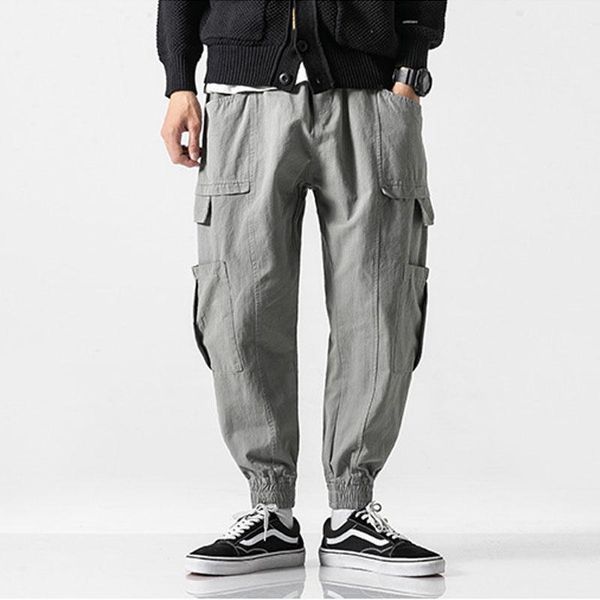 

men multi-pocket loose casual harem trouser joggers sweatpants male vintage streetwear hip hop cargo pants1, Black