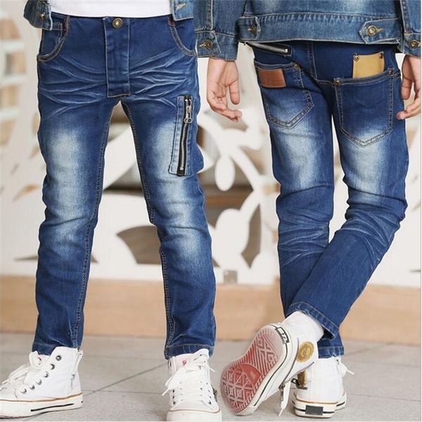 

2017 spring new winter zipper tide big virgin boy jeans autumn children's clothing fashion children boys and girls elasticity y200409, Blue