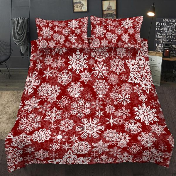 

snowflake christmas duvet quilt cover set deer elk fir tree print bedding set twin full  king bed linens for children adult
