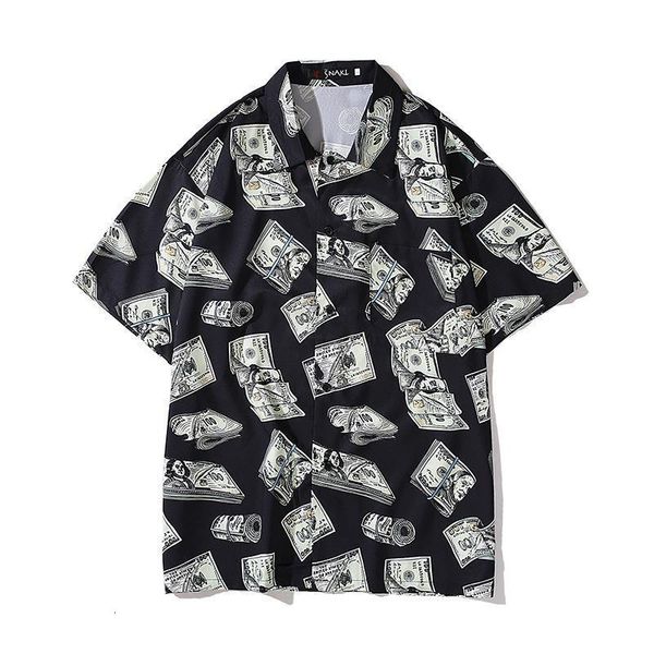 

# 1650 гавайские рубашки мужчина с коротким рукавом лето воротник воротник рубашки с коротким рукавом. уличная одежда хип-хоп рубашки доллар, White;black