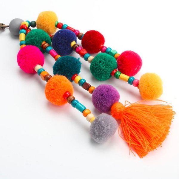 

colorful pompones cute pom pom tassels keychain pompom keyring diy hanging tassel key rings fashion jewelry qh6004 h qylome