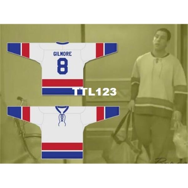 

real men real full embroidery #8 adam sandler happy gilmore 8 hockey jersey or custom any name or number hockey jersey, Black
