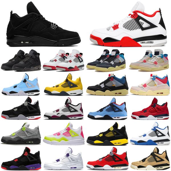 

2020 new jumpman 4 4s men women basketball shoes black cat cactus jack athletics mens womens trainers sports sneakers size 7-13, White;red
