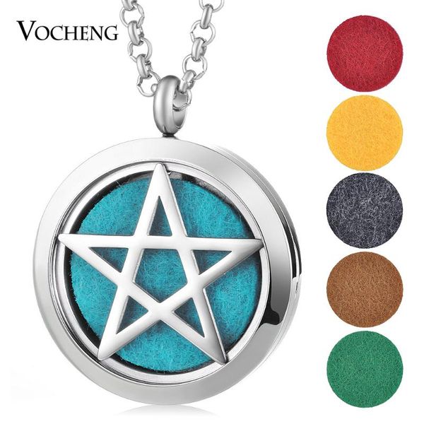 

pendant necklaces 10pcs/lot 316l stainless steel hamsa 30mm essential oils diffuse locket aroma jewelry with felt pads drop va-461*10, Silver
