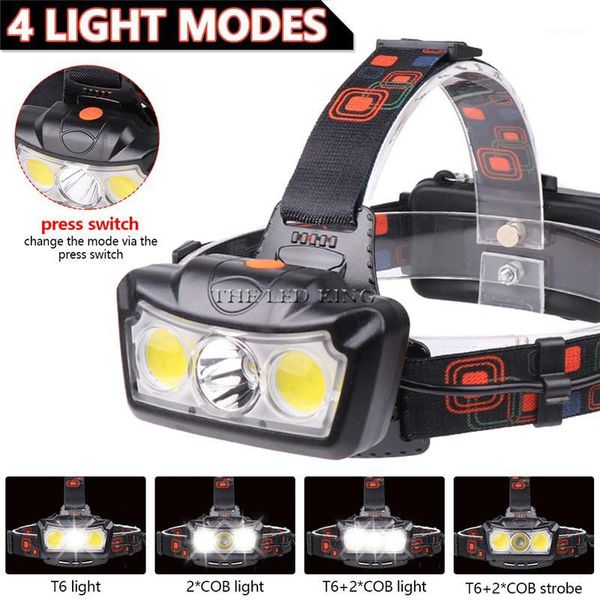 

headlamps super bright led headlamp t6+2cob headlight head lamp waterproof torch lanterna light use 2*18650 battery for fishing1