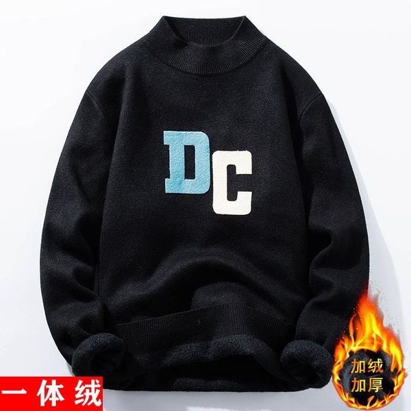 

men's sweaters turtleneck fashion casual letter pullover cashmere cotton blend clothing sweater 2021fall winter, White;black