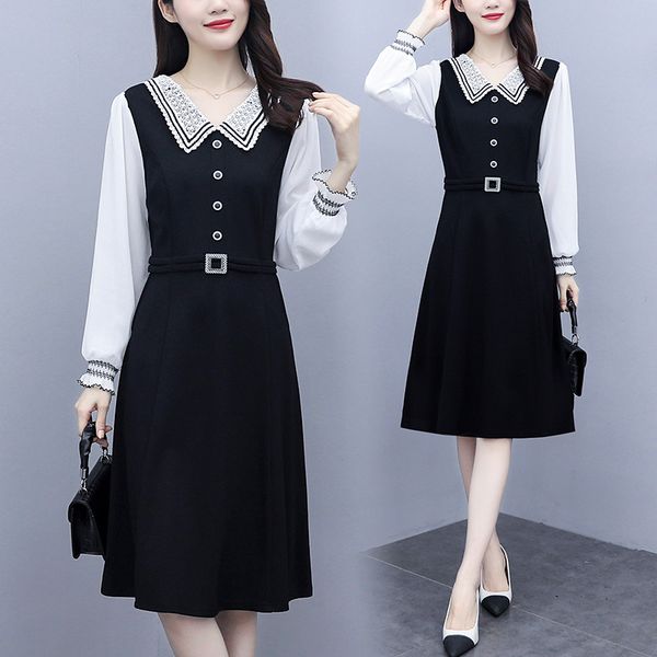 

womens business plus size dressed in fat long autumn sleeve ladies women work wear dresses jxaq, Black;gray