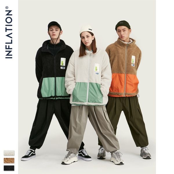 

inflation polar fleece jacket for men thick coral fleece men coat high collar winter polar fleece men thick jacket 9736w 201218, Black;brown