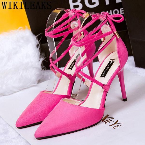 

evening shoes lace up heels pumps women shoes extreme high heels sandals women luxury tacones altos mujer bride, Black