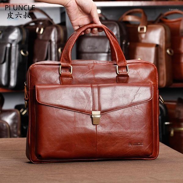 

briefcases vintage cowhide men's leather briefcase can be used for 14-inch lapbusiness shoulder messenger handbag leisure travel ba