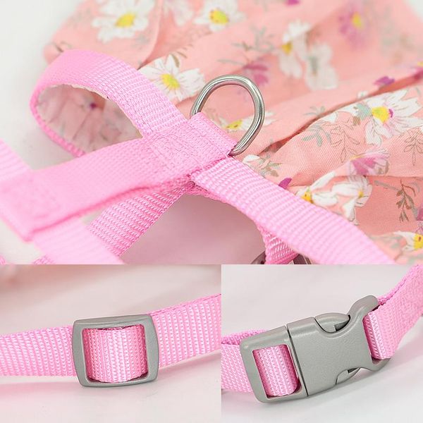 

small puppy dog cat clothes harness leash adjustable floral printed pet harness vest dress for small medium dogs cats c sqcqpu