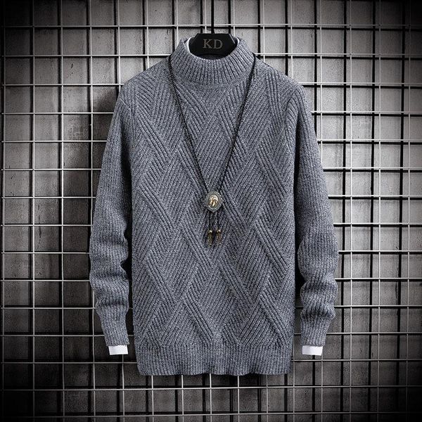 

2020 winter men new sweater fashion casual solid fit knitted pullover male retro argyle loose knitwear soft warm jumpers, White;black