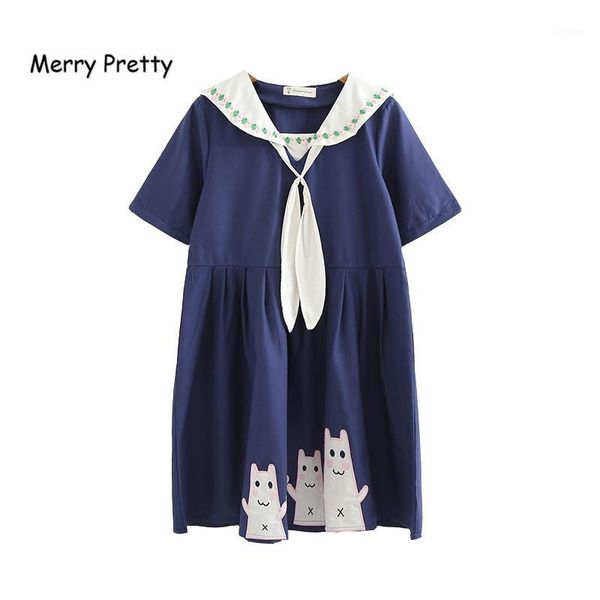 

merry pretty summer new women's dress preppy style cute navy collar college wind embroidery dress girls sweet tie navy vestidos1, White;black