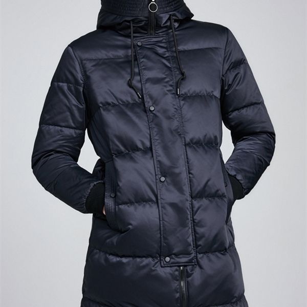 

men's winter parka, solid color, medium length hooded coat, cap, duck down down jacket q1209, Black
