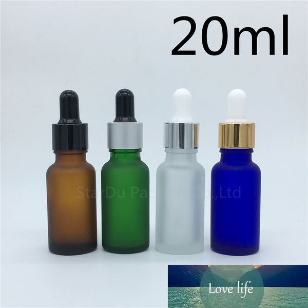 Bottiglia di olio essenziale in vetro smerigliato trasparente verde ambrato da viaggio 12 pezzi 20 ml, bottiglia con contagocce per profumo in vetro da 20 cc
