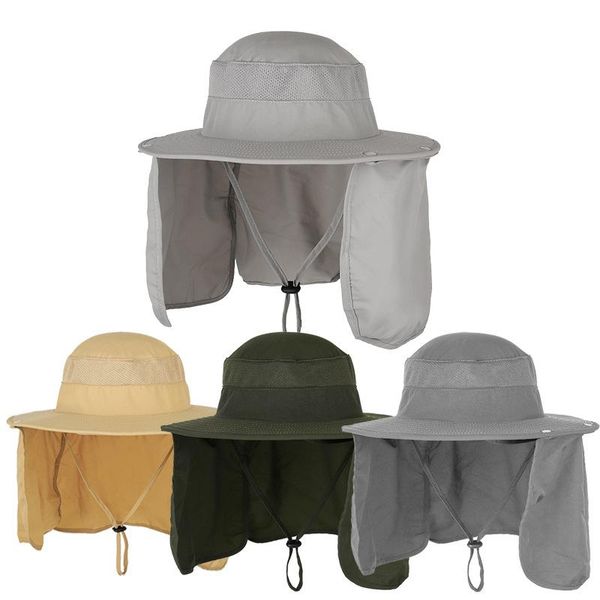 

wide brim hats summer upf50+ sun women mens waterproof fishing hat with neck flap hiking cap outdoor bucket, Blue;gray