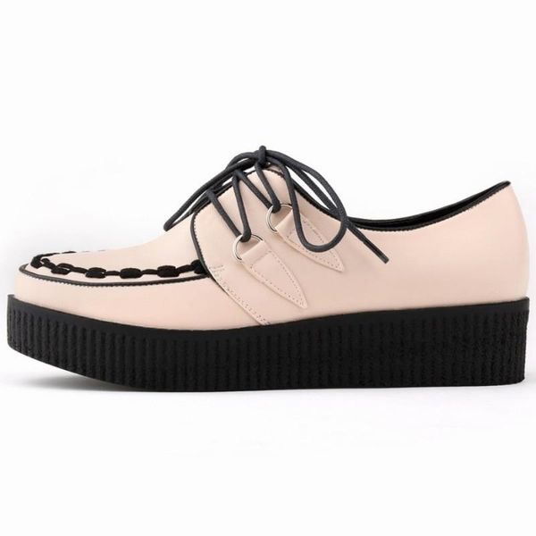 

autumn new arrival women shoes wedges heel platform pu leather for women punk shoes casual round toe lace up fashion femme pumps, Black