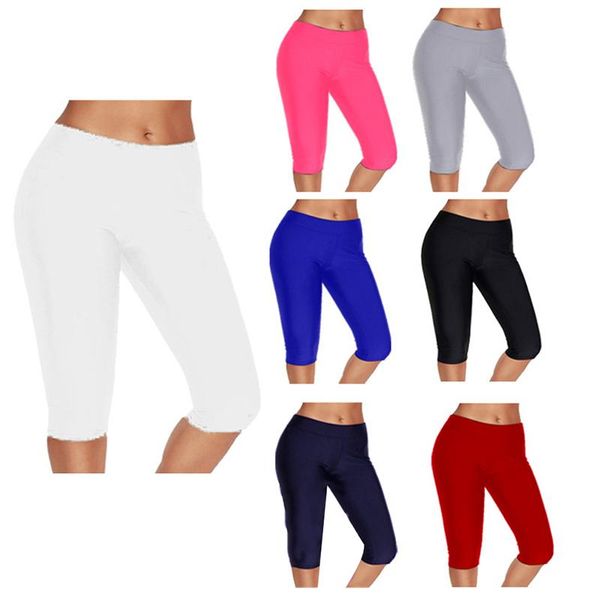 

elastic high waist sports leggings women yoga pants quick dry 3/4 running trouser female crop gym leggings fitness tights, White;red