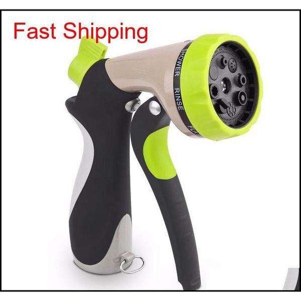 

garden hose nozzle hand sprayer 8 pattern adjustable heavy duty metal slip resis qylfqi packing2010