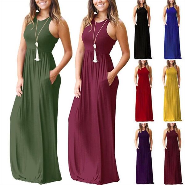 

women summer boho long maxi dress solid sleeveless dress bandage long party bridesmaids club holiday femme dresses, Black;gray