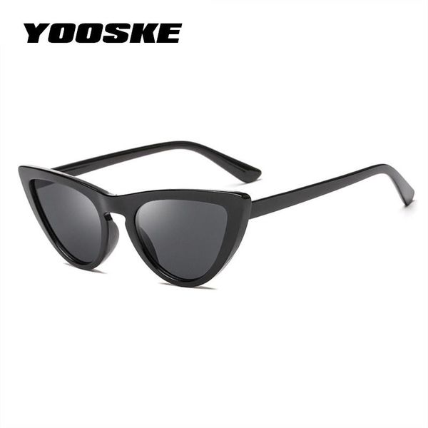 

yooske 90s cat eye sunglasses women mirror trendy cateye sun glasses for ladies black pink red yellow sunglasses uv400, White;black