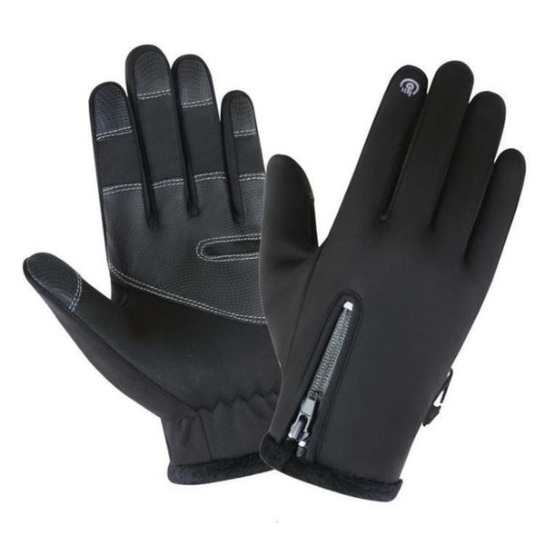 

gloves waterproof wind warm proof men fleece and women touch screen plush outdoor sports mountaineering cycling anti slip gloves, Blue;gray