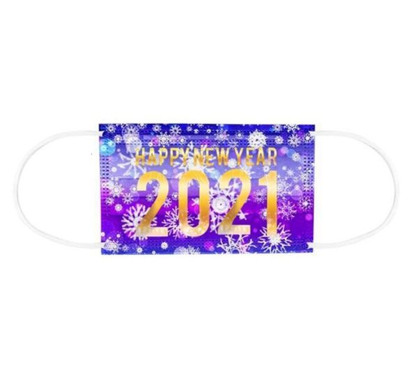 

z62khappy new year face masks disposable 2021 print mouth cover dustproof breathable protective mask dda802