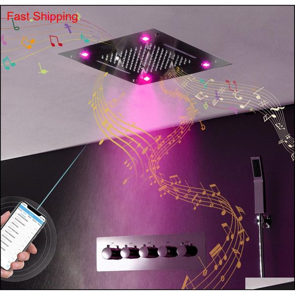 

luxury bluetooth music shower set concealed ceiling led rainfall waterfall massage showerhead thermostatic diver qylceu dh_seller2010