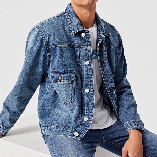 

2021 men's fall slim cut hole blue denim jacket youth casual stitching casual denim jacket, Black;brown