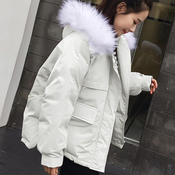 

winter women's coat jacket stand collar hood solid female down cold protection coat loose oversized womens short female jacket, Black
