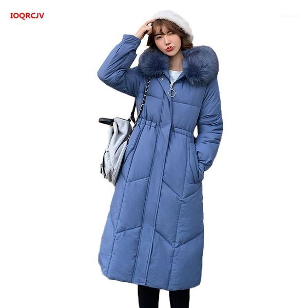 

women parkas 2020 slim women fur winter jacket female cotton padded warm thicken ladies long coat plus size winter jacket w14081, Black