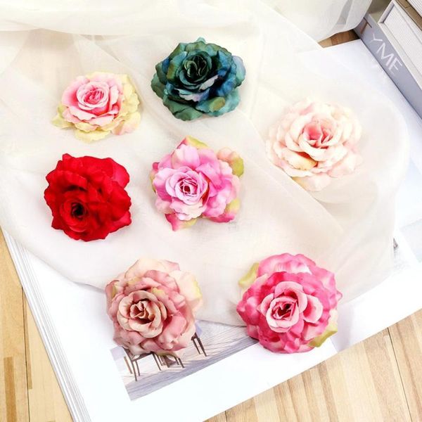 

decorative flowers & wreaths 5pcs 8cm silk simulated rose flower wedding party furnishings diy wreath sheets handicrafts simulation fake 9co