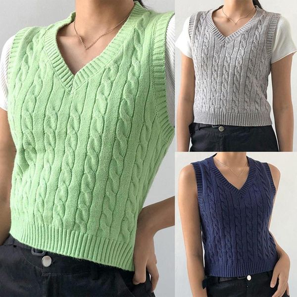

women sweater vest v-neck retro sweater vest casual preppy style sleeveless pullover crop student korean style new daily1, Black;white