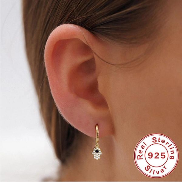 

romad punk zircon palm hoop earrings for women fashion luxurious ins hand piercing pendientes earings silver 925 jewelry brincos, Golden;silver