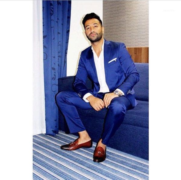 

royal blue shiny prom suits groom tuxedos latest coat pants designs mens wedding suits male slim fit jacket+pants1, White;black