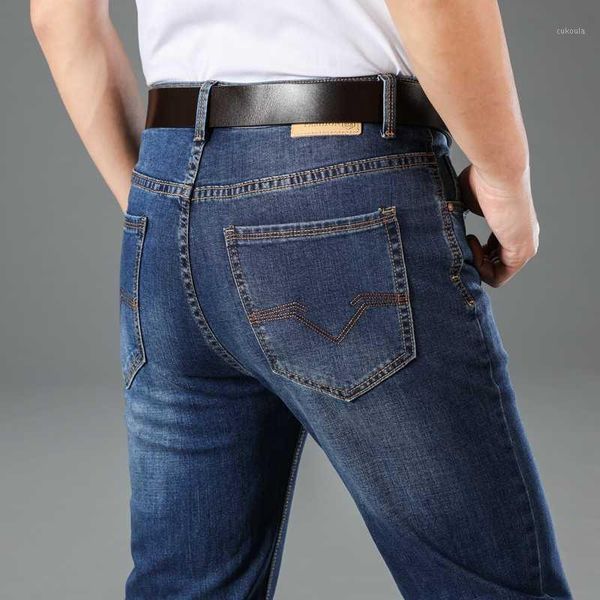 

2020 s[ring autumn male jeans men homme denim slim fit pants trousers straight blue biker soft fashion business1