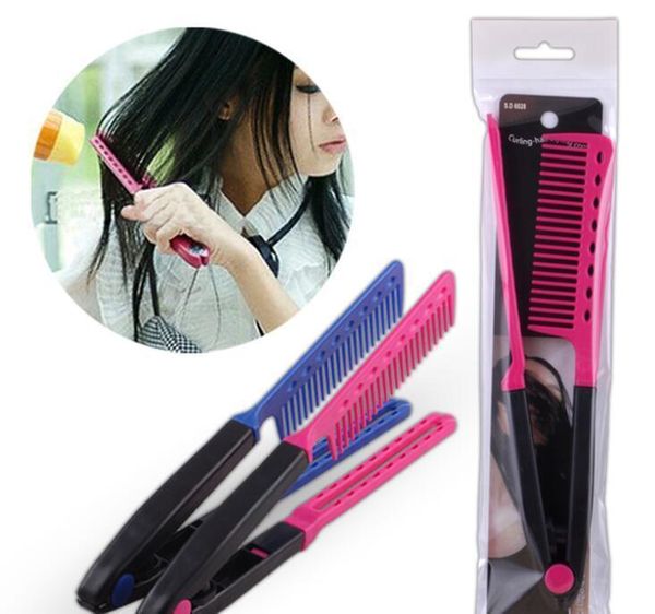 

professional hair combs v type hair straightener comb diy salon haircut hairdressing styling tool barber anti-sta jllirr xhhair, Silver