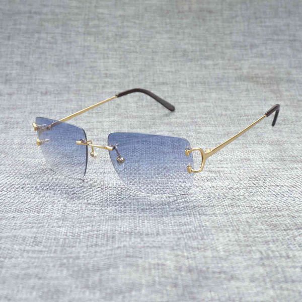 

2022 factory wholesale new vintage rimless square c wire sunglasses men accessories oculos shadow summer outdoor metal glasses for beaching, White;black