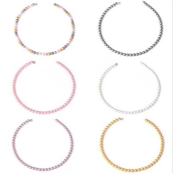 

natural shell freshwater pearl necklace white pink purple synthesis pearl chokers necklace jewelry for women gift new fashion, Silver