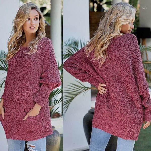 

autumn and winter women's knit sweater solid color round neck pullover long-sleeved sweater1, White;black