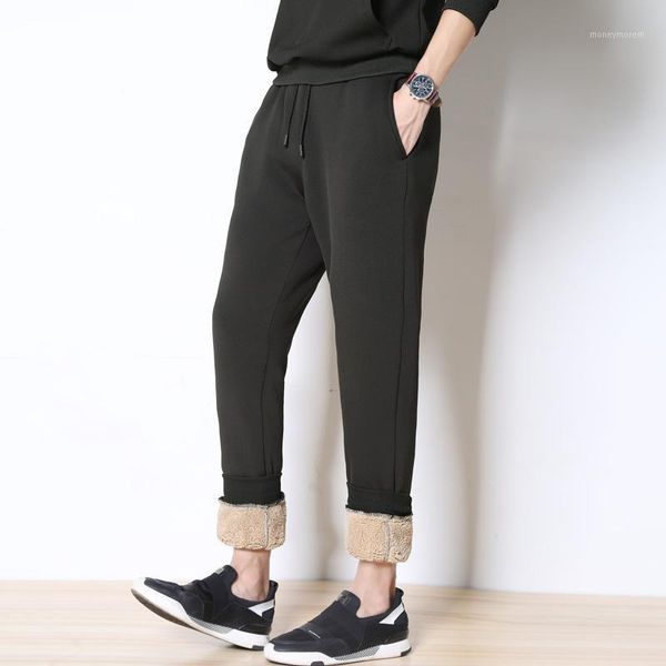 

men's pants winter cashmere harem warm men's velvet thick lambskin sweatpant for men loose trousers warm1, Black