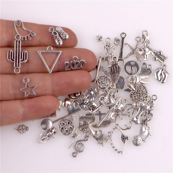 

50 шт. сплавные смешанные мини чари серебряные 2020 жизненные инструмент подвеска ювелирные изготовления 23553 jllxei bde_jewelry, Silver