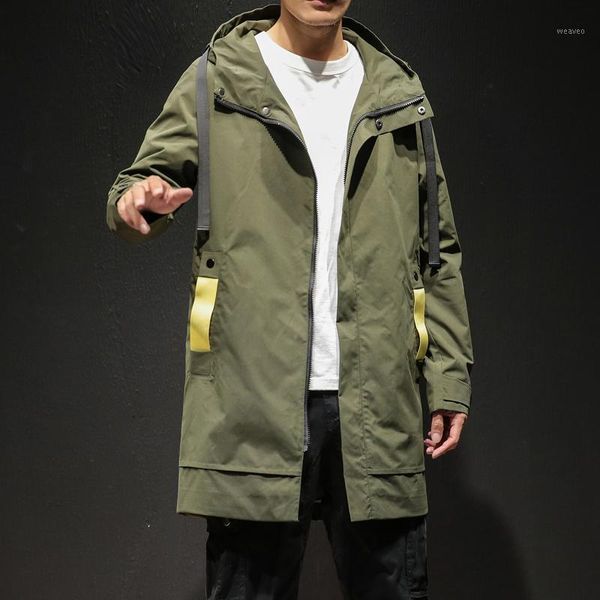 

2020 casual mens windbreaker jackets long trench coat for men spring autumn winter clothes1, Tan;black