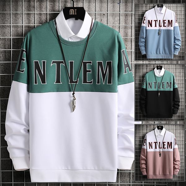 

autumn winter men's hoodie fashion printed letter long sleeve o-neck sweatshirt men casual men clothing pullover kg-178, Black